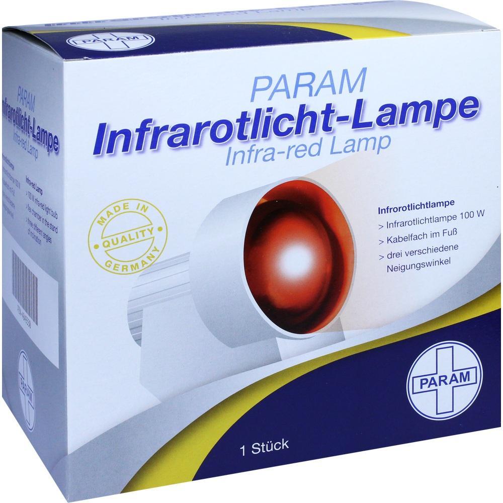Eine Verpackung einer Infrarotlicht-Lampe mit roter Lichtdarstellung.