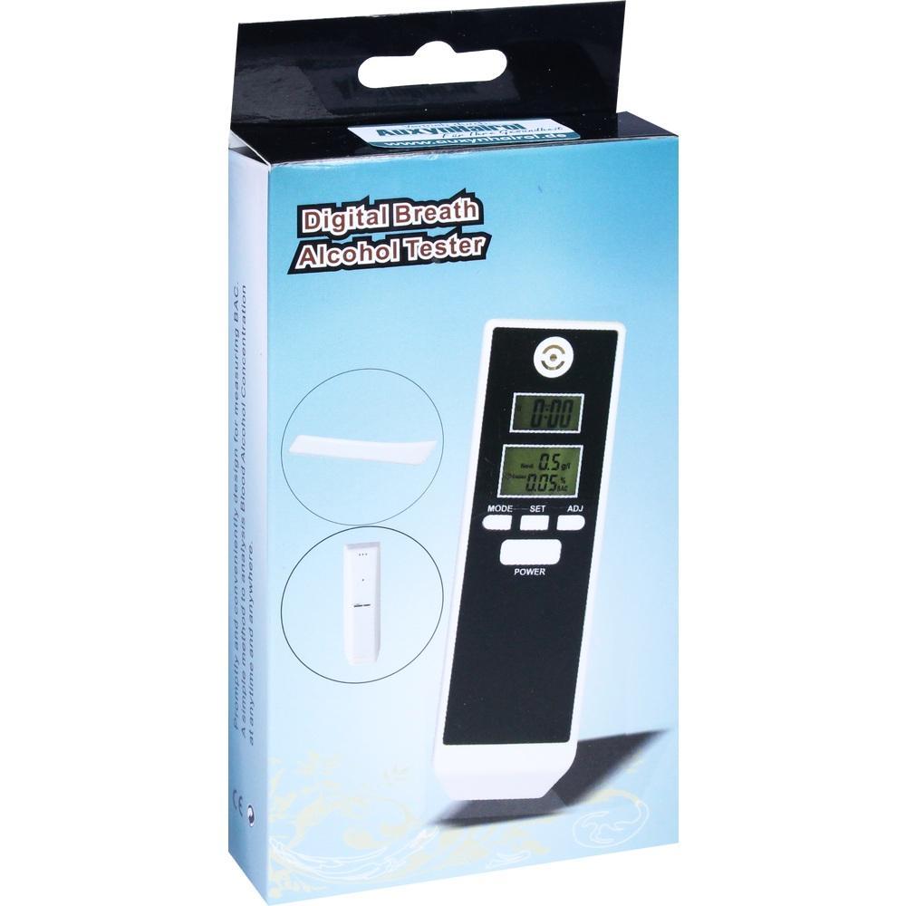Eine Verpackung mit einem digitalen Alkoholtester abgebildet.