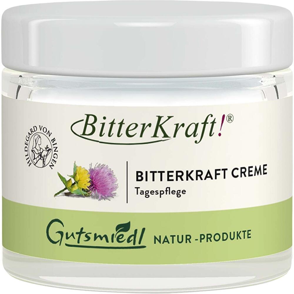 Ein Glas mit Bitterkraft Creme für die tägliche Hautpflege.